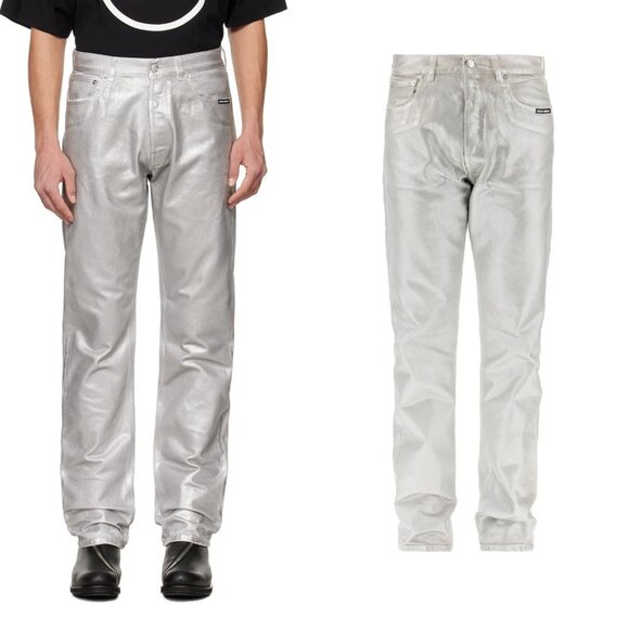 Vetements VTMNTS Silver Metallic Jeans 32 NWT - Picture 1 of 5